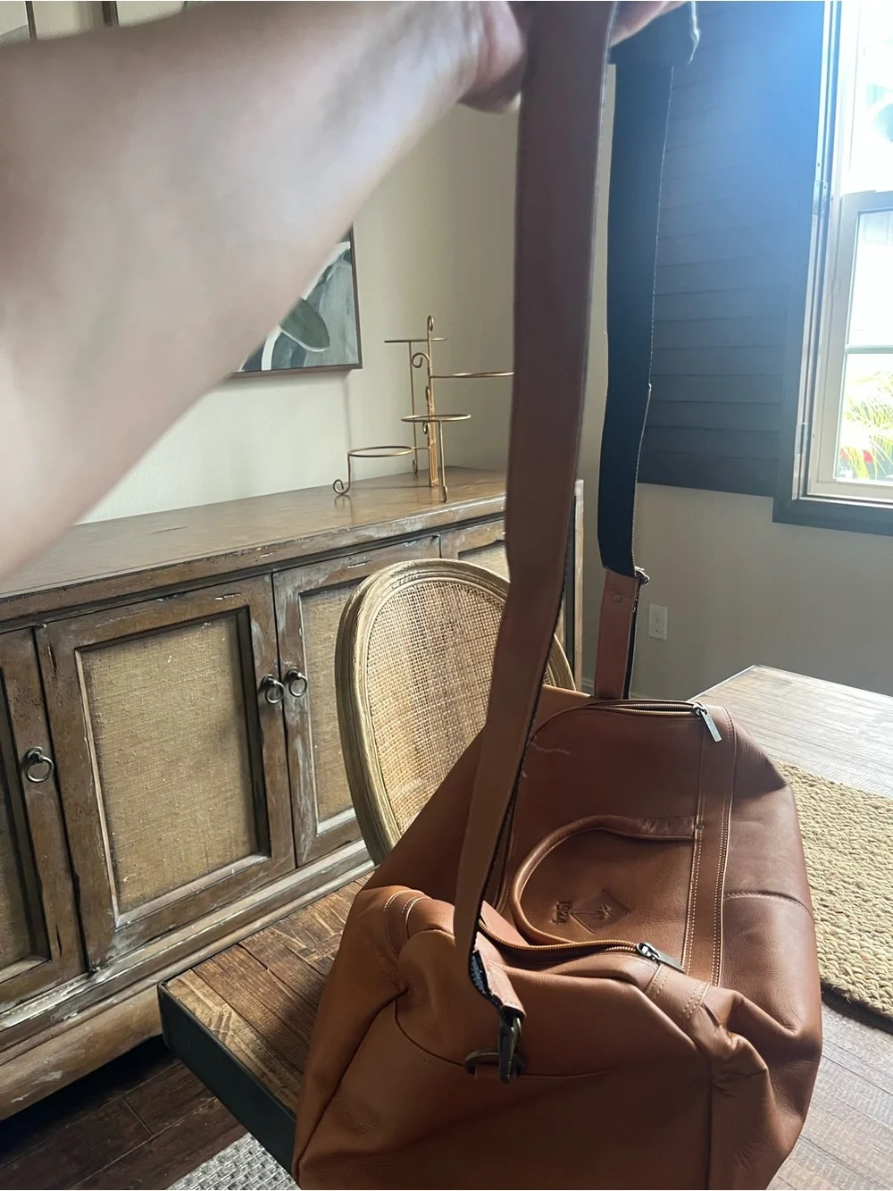 Winston Collection Tan Leather Weekend Duffle Bag